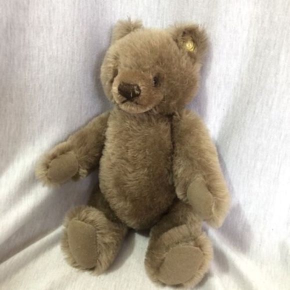 1977-1982  9" STEIFF TEDDY BEAR ~  Dark Brown with Ear Button Collectible Plush - Picture 1 of 8